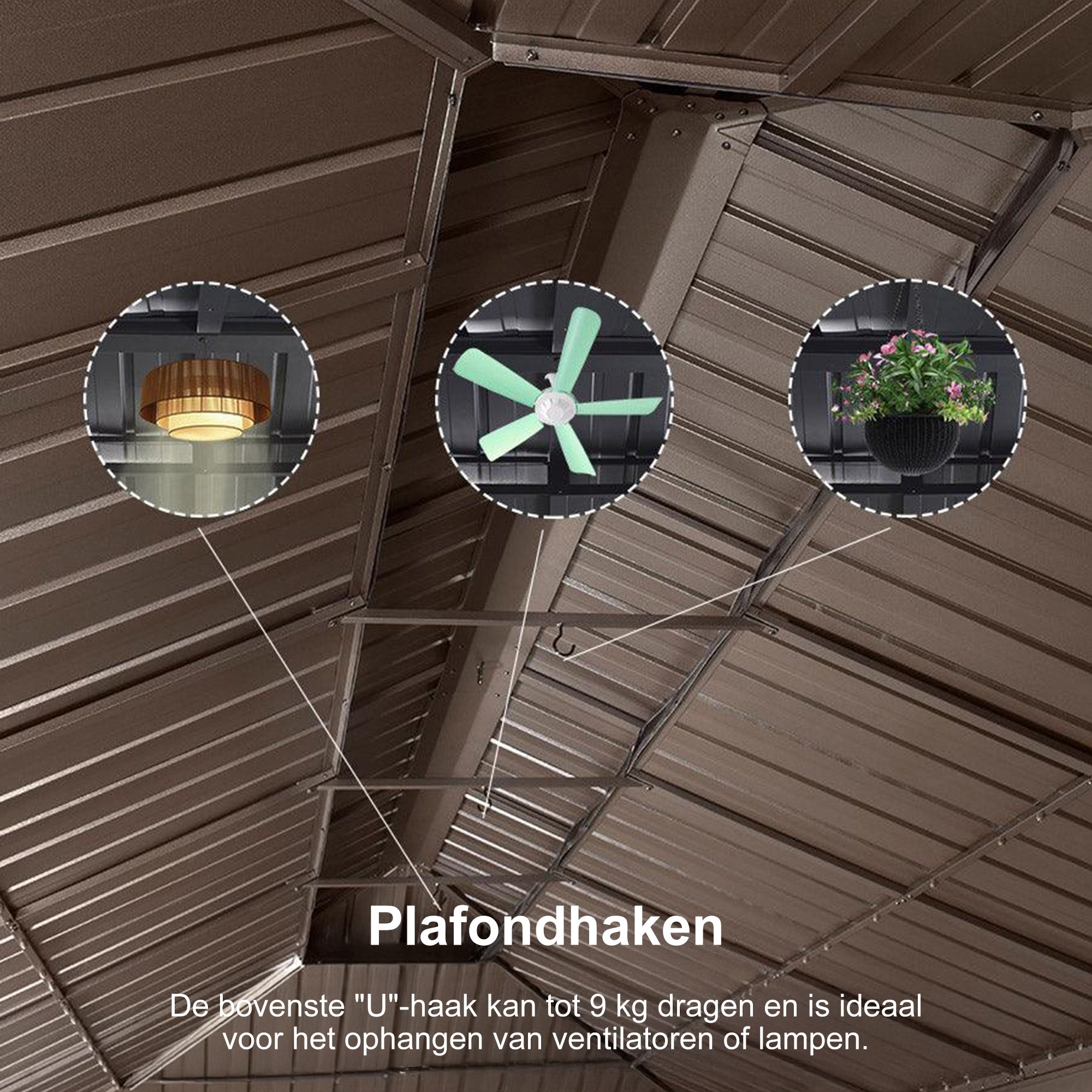 PURPLE LEAF Hardtop Prieel Frame Aluminium Gegalvaniseerd Stalen Dak Zonwering Partytent met Gordijn en Klamboe