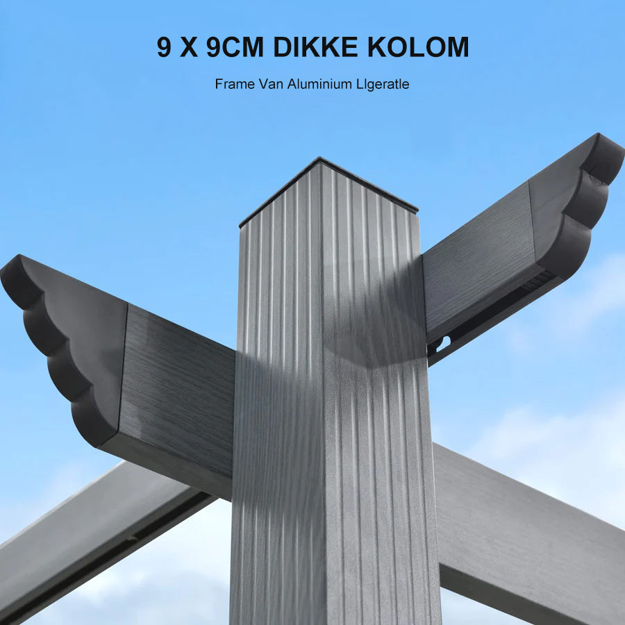 PURPLE LEAF Houten Look Pergola Dubbel Bovenframe Grijs Metaal Tuinpaviljoen Pergola Waterdicht Stabiel Wintervast, Tuinpaviljoen Met Zonnescherm Afdak-WPG