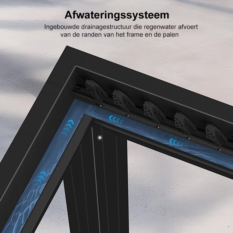 PURPLE LEAF Pergola 3 x 4 m Waterdicht Stabiel Wintervast Paviljoen met Raamdak Vrijstaand Verstelbaar Aluminium Raamdak Patio, Grijs