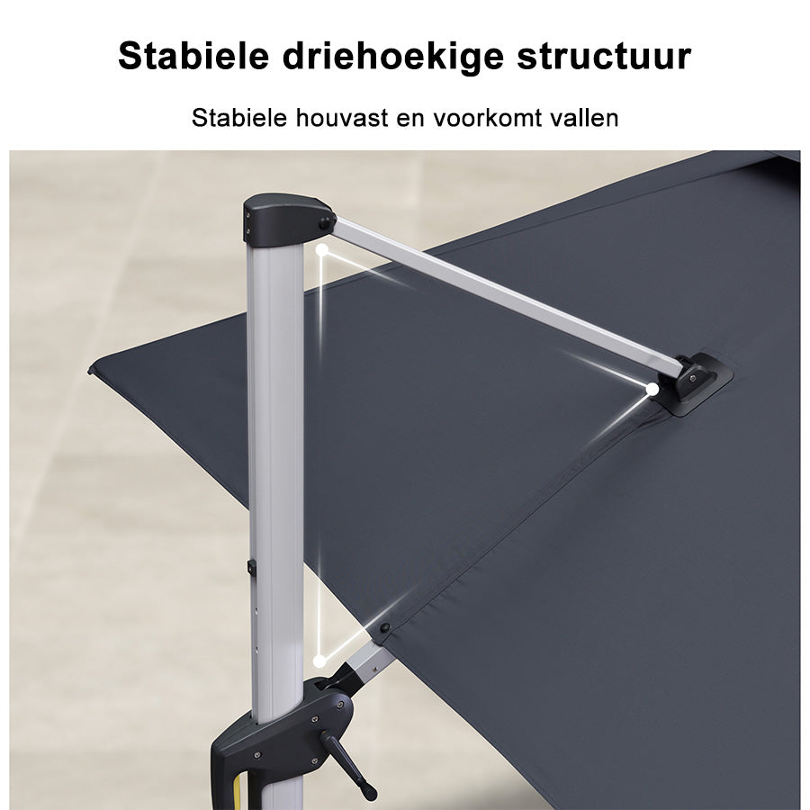 PURPLE LEAF Dubbel Top 270 x 330 / 270 x 365 / 300 x 365 / 300 x 400 cm Rechthoekige Outdoor Parasol