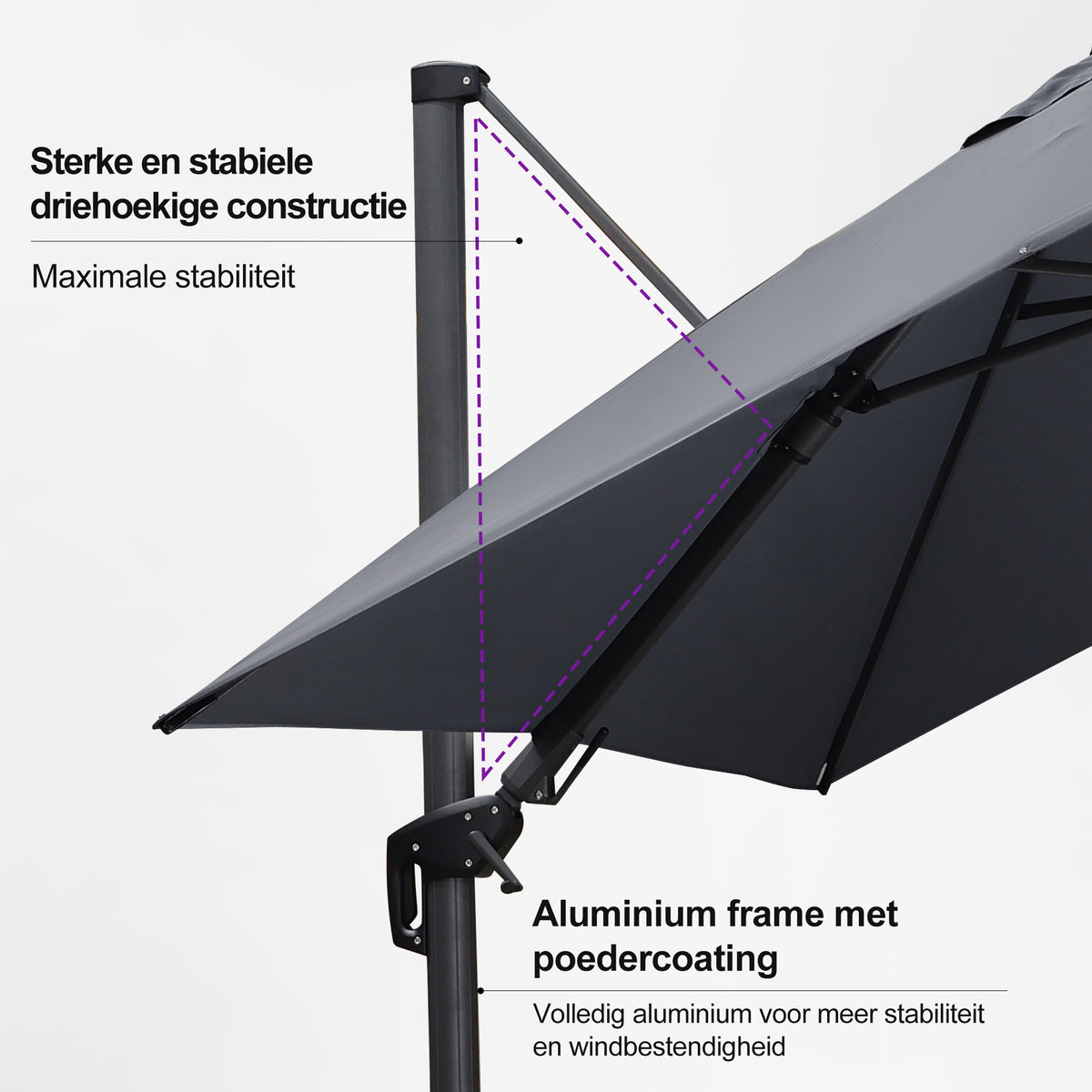 PURPLE LEAF Grote Parasol – Draaibare & Kantelbare Zweefparasol voor Terras & Tuin