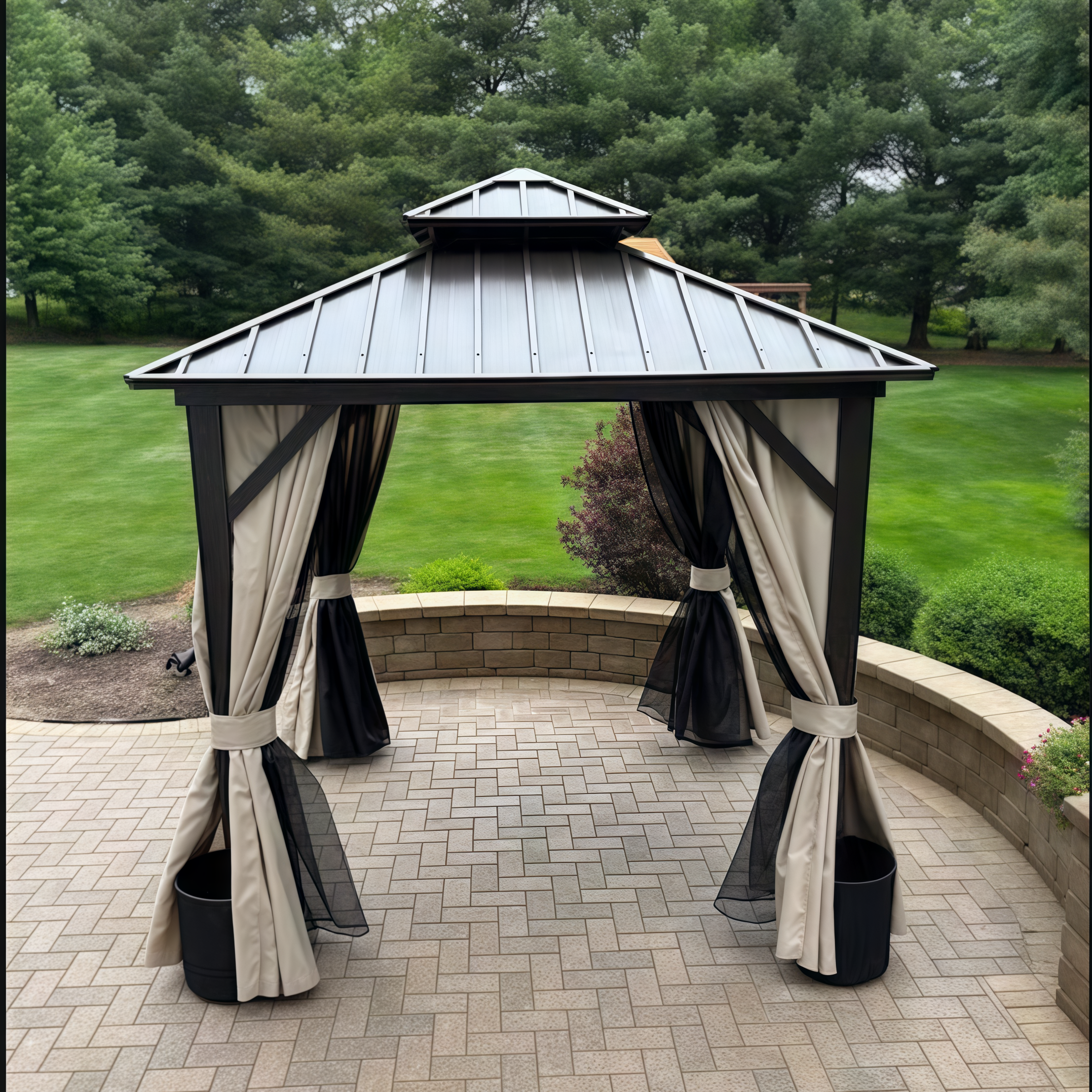 PURPLE LEAF Essential  Hardtop Tuinpaviljoen Bronzen Frame Dubbel Dak Tuin Warmwitte Verlichting