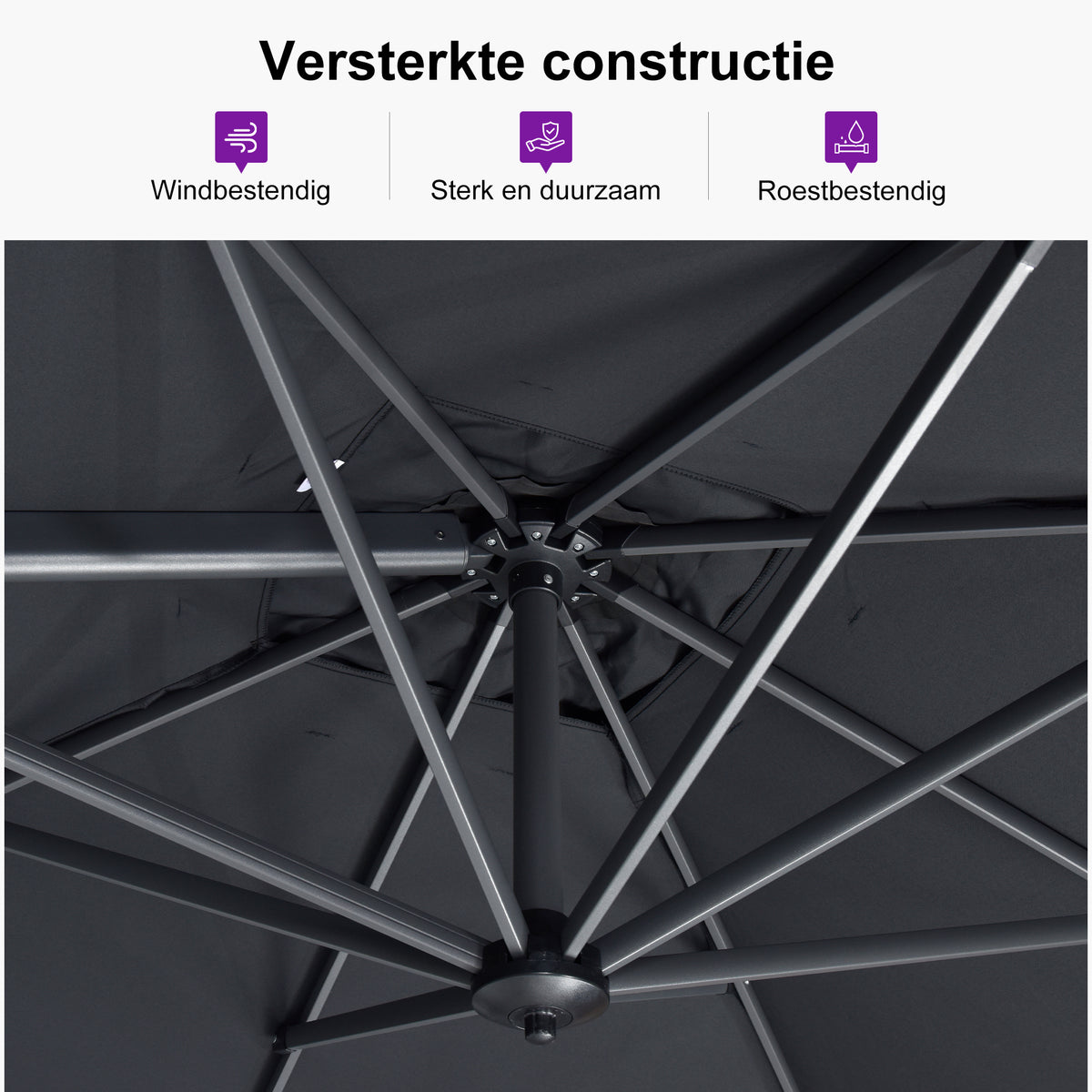 PURPLE LEAF Parasols Grote Vierkante en Rechthoekige Zweefparasols voor Terras en Tuin