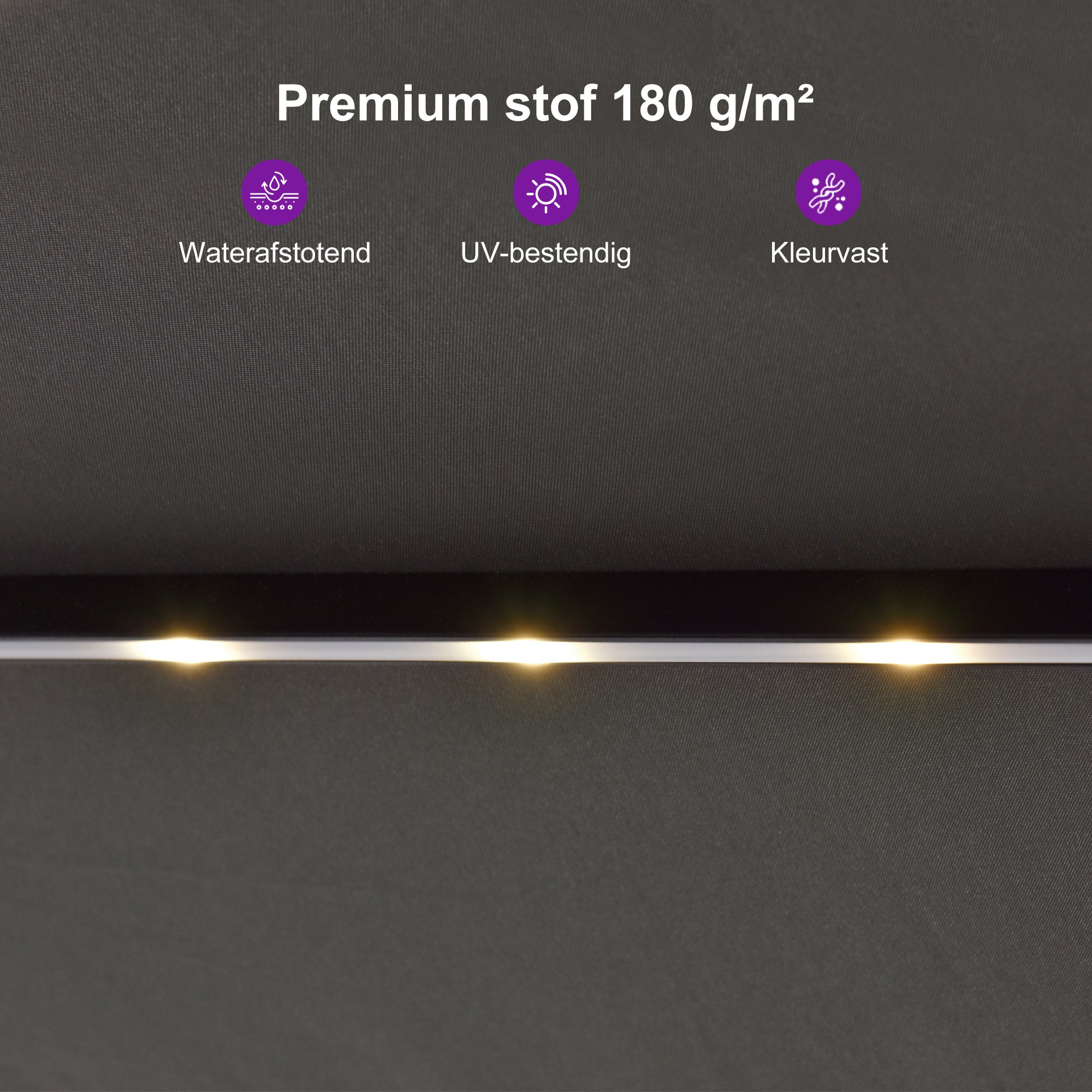 PURPLE LEAF Grote Parasol met 3 Kappen en LED-verlichting voor Tuin en Terras, inclusief Voet