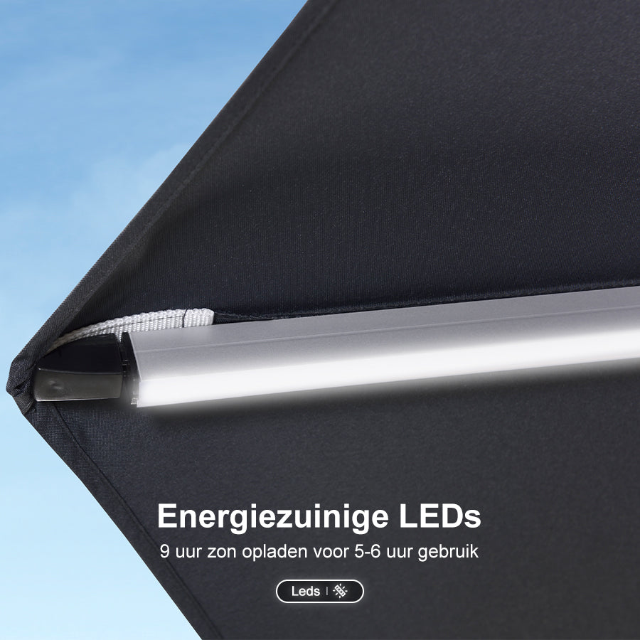 PURPLE LEAF Rechthoekige Dubbele Tuinparasol van Aluminium met LED en Slinger voor Balkon en Tuin