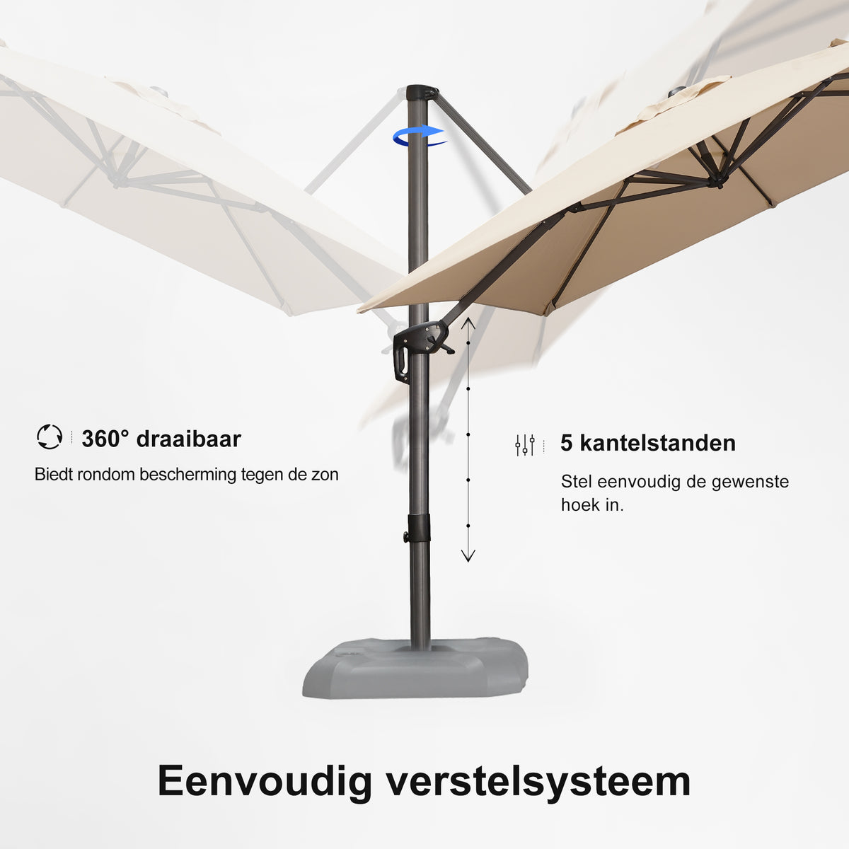 PURPLE LEAF Parasols Grote Vierkante en Rechthoekige Zweefparasols voor Terras en Tuin