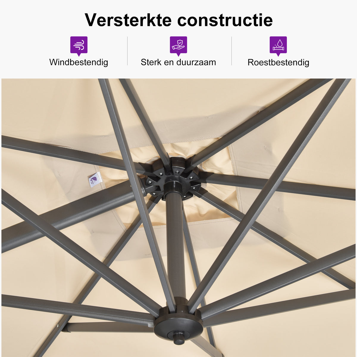 PURPLE LEAF Parasols Grote Vierkante en Rechthoekige Zweefparasols voor Terras en Tuin