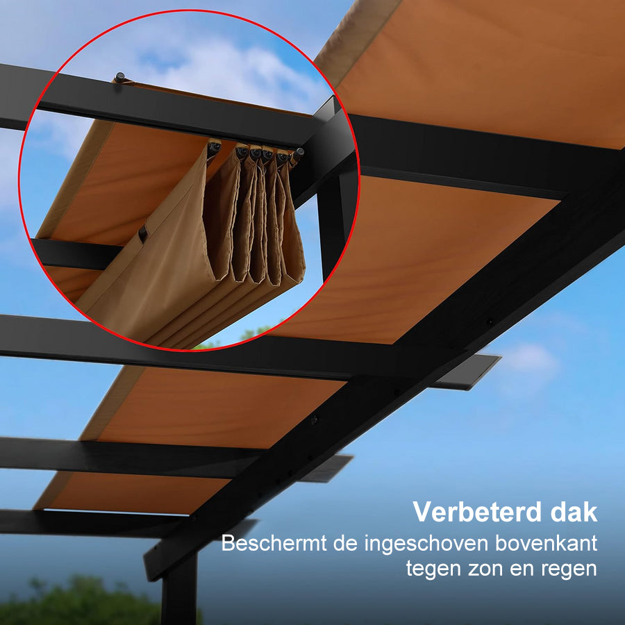 PURPLE LEAF Intrekbare aluminium buitenpergola met zonnescherm luifel, patio, achtertuin schuilplaats, metalen barbecue paviljoen-PRG