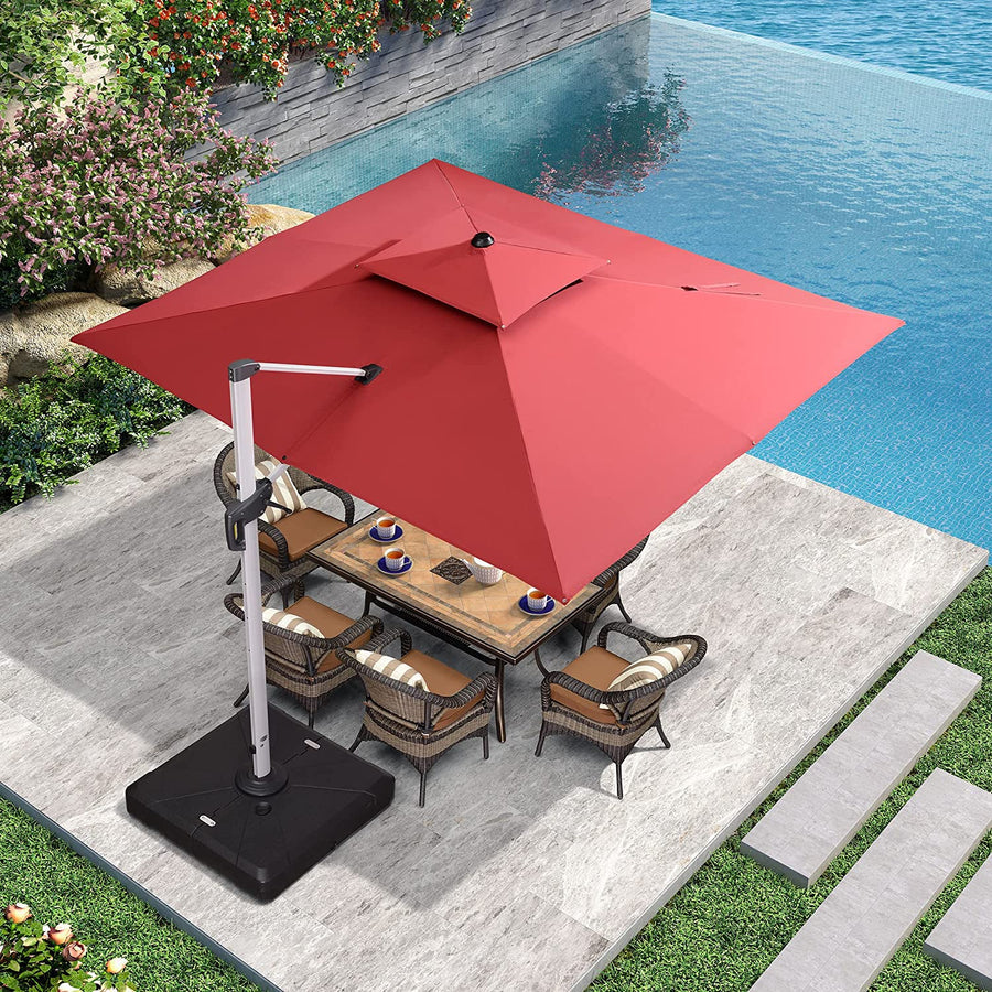PURPLE LEAF Dubbel Top 270 x 330 / 270 x 365 / 300 x 365 / 300 x 400 cm Rechthoekige Outdoor Parasol