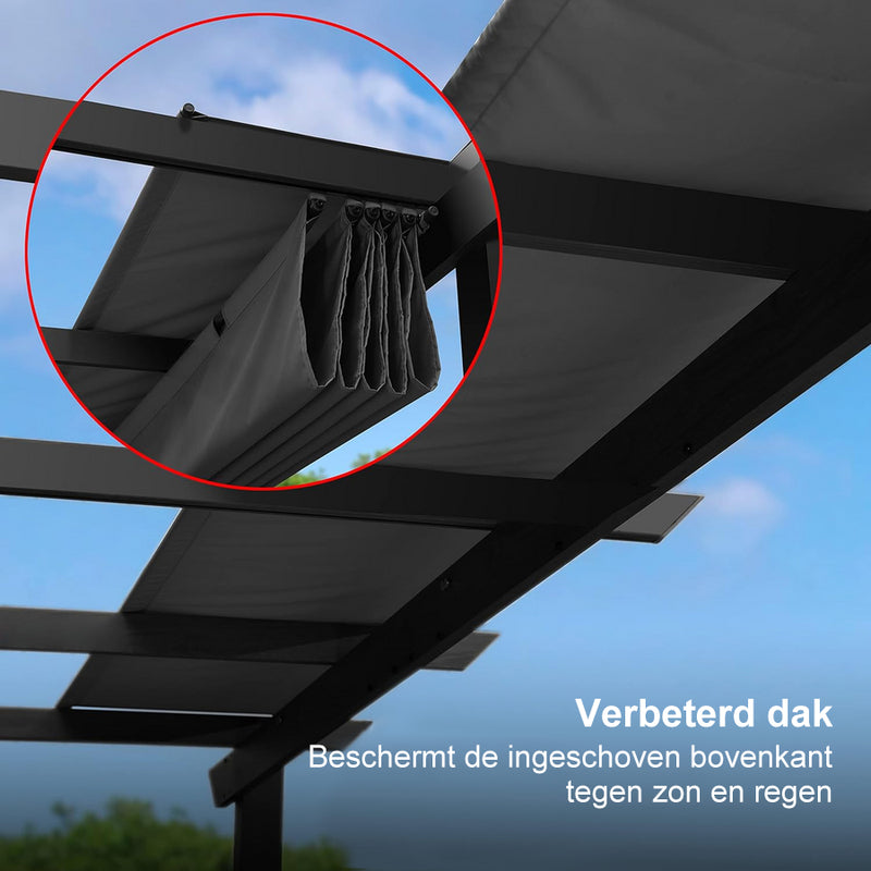 PURPLE LEAF Intrekbare aluminium buitenpergola met zonnescherm luifel, patio, achtertuin schuilplaats, metalen barbecue paviljoen-PRG