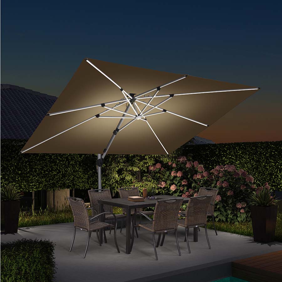 PURPLE LEAF 270 x 365 cm Buiten Trreasparasol Met Verlichting