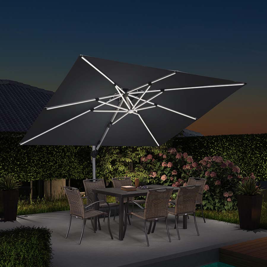 PURPLE LEAF 270 x 365 cm Buiten Trreasparasol Met Verlichting