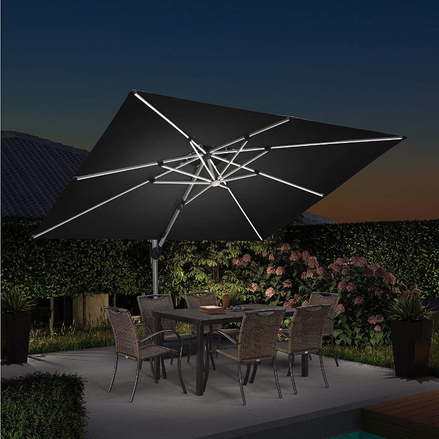PURPLE LEAF 270 x 365 cm Buiten Trreasparasol Met Verlichting
