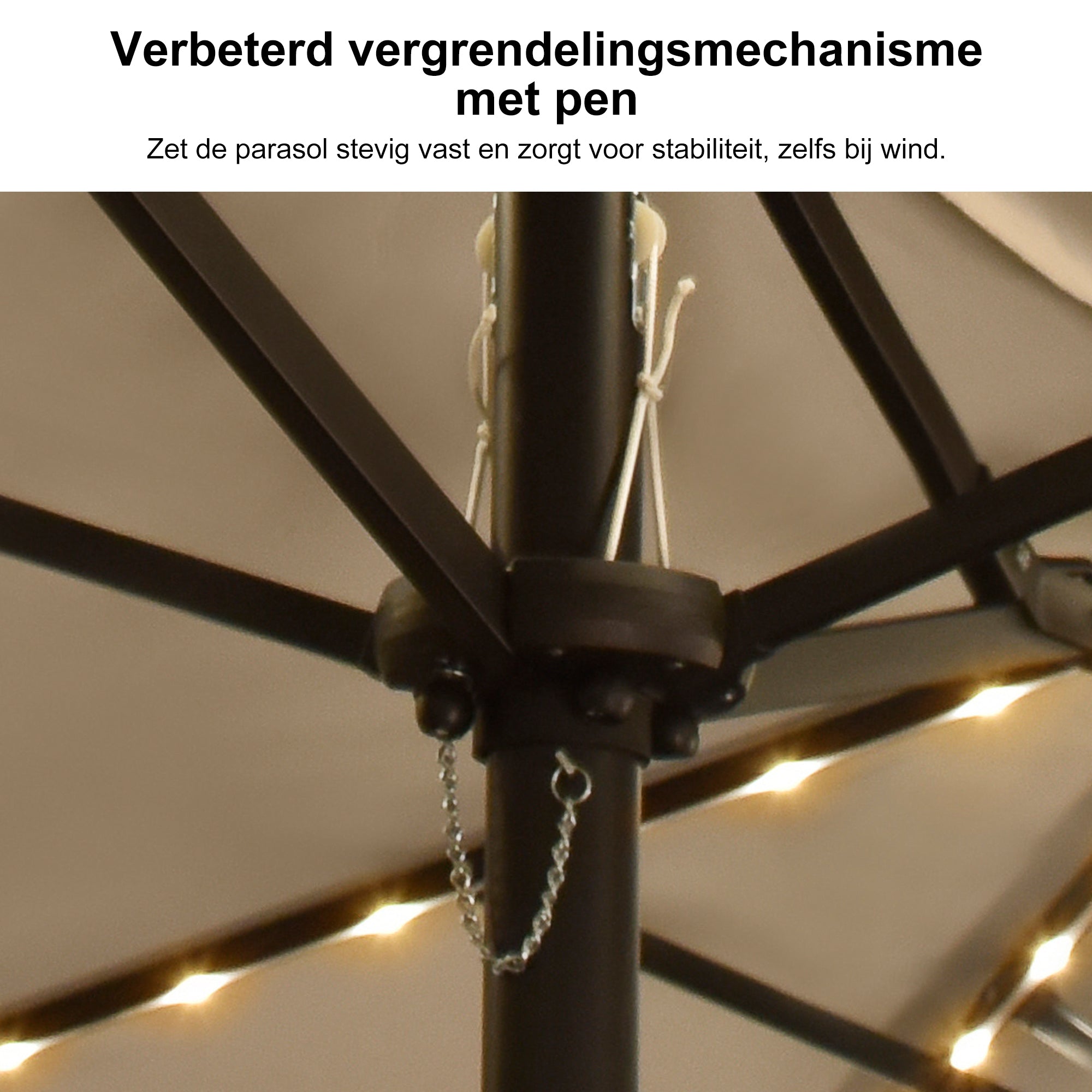 PURPLE LEAF Grote Parasol met 3 Kappen en LED-verlichting voor Tuin en Terras, inclusief Voet