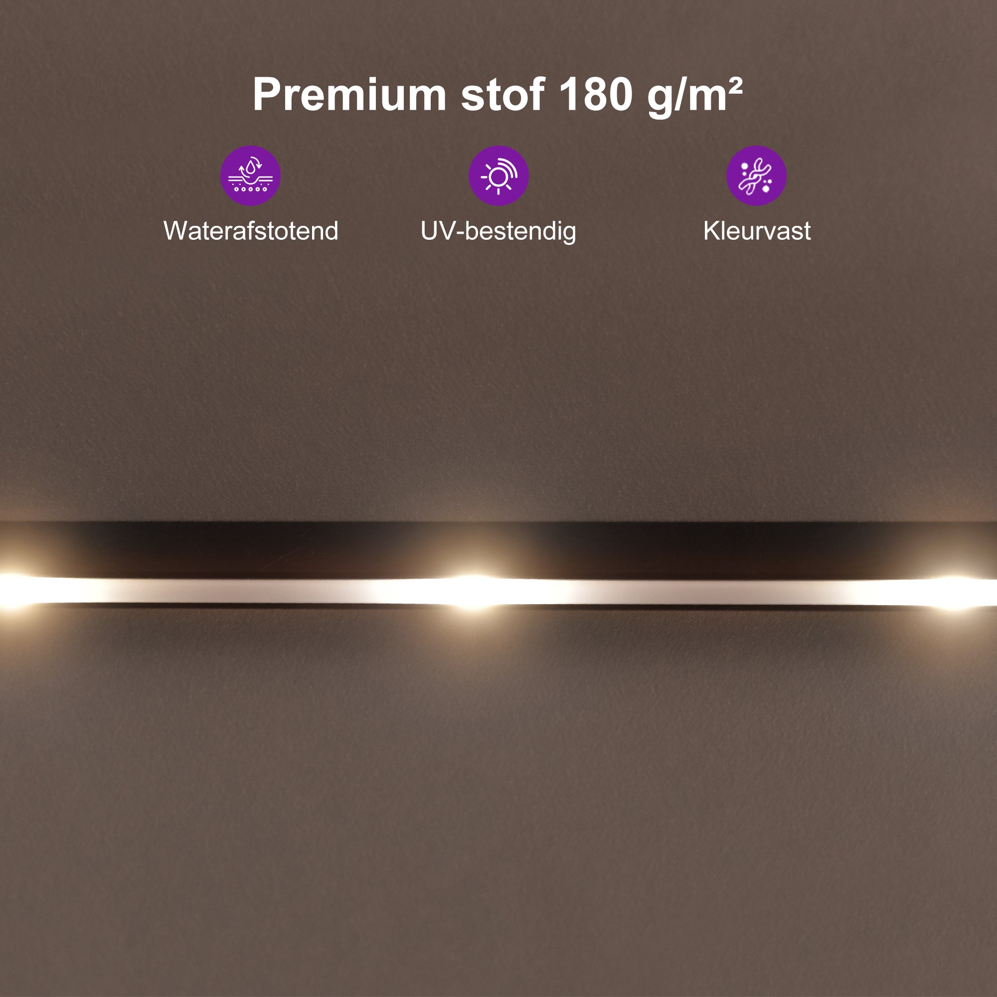 PURPLE LEAF Grote Parasol met 3 Kappen en LED-verlichting voor Tuin en Terras, inclusief Voet