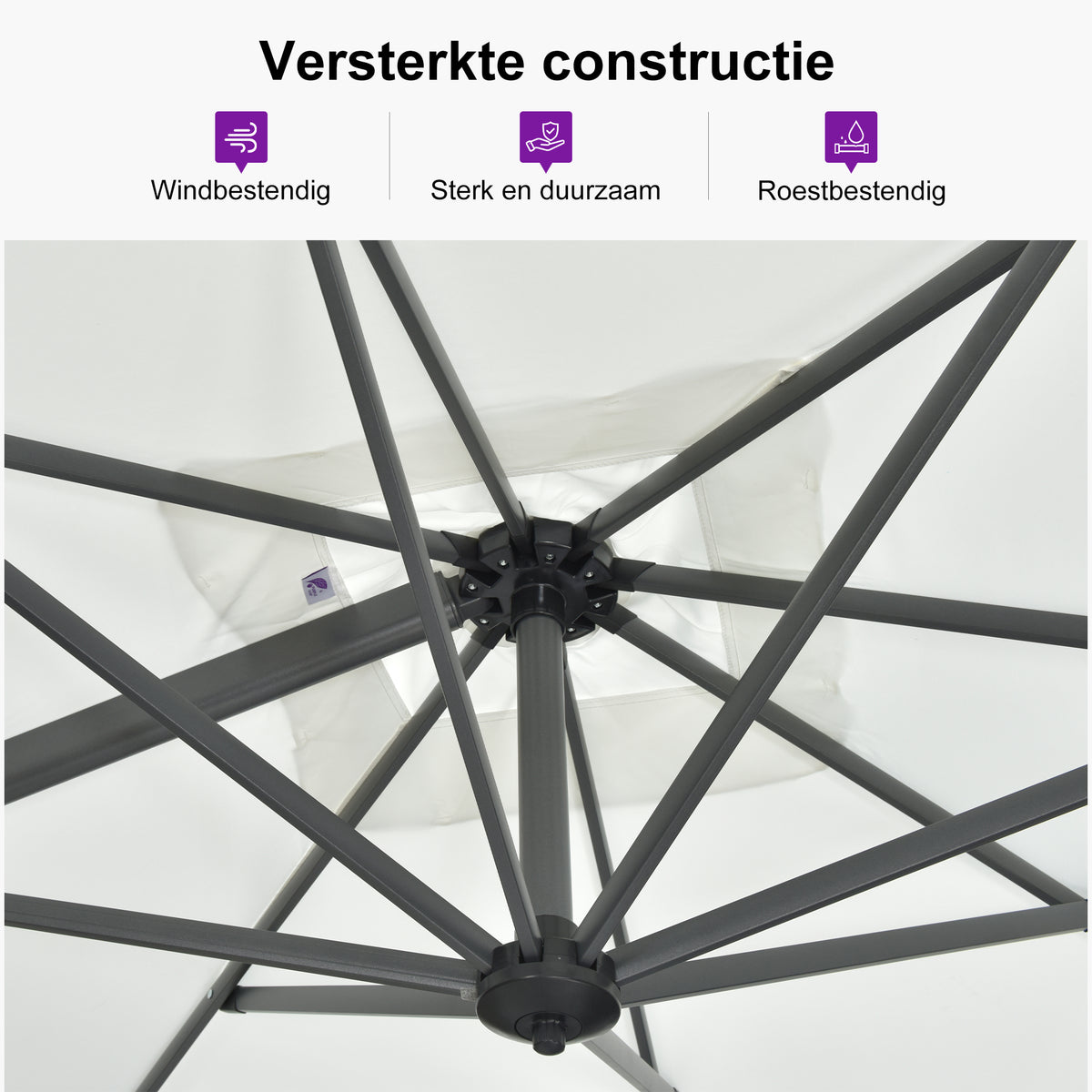 PURPLE LEAF Parasols Grote Vierkante en Rechthoekige Zweefparasols voor Terras en Tuin