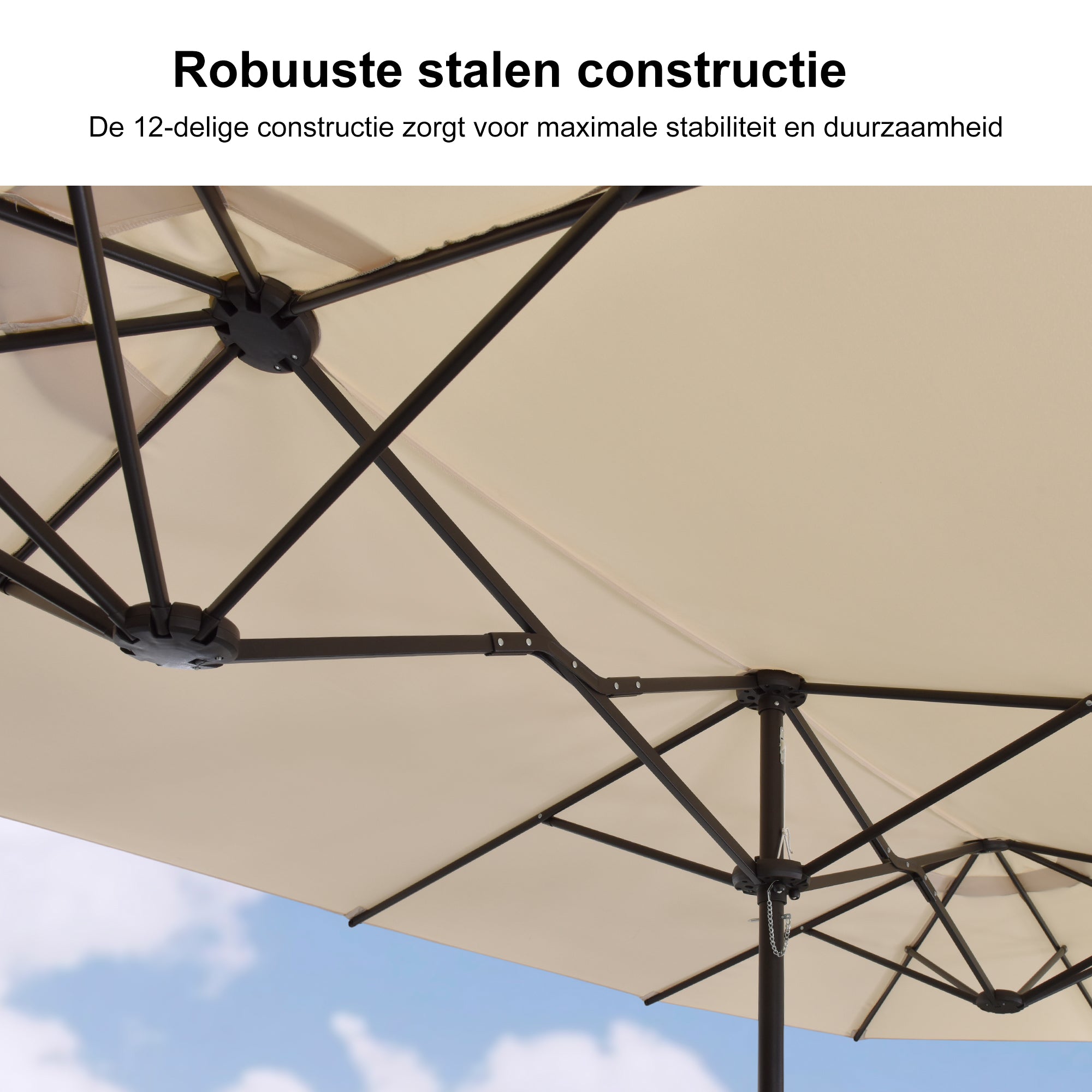 PURPLE LEAF Parasol met 3 Kappen en Voet voor Tuin en Terras