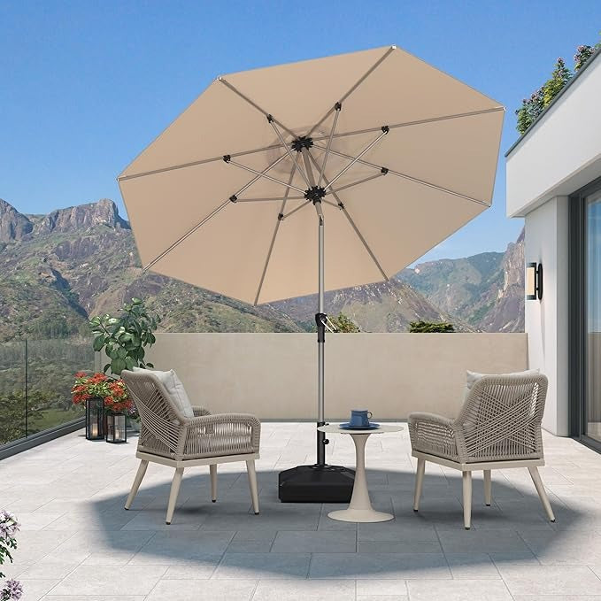 PURPLE LEAF Aluminium Parasol Waterdicht & 30° Kantelbaar, Tuin- en Terrasparasol met Middenpaal, Tafelparasol en Marktparasol voor Balkon en Tuin