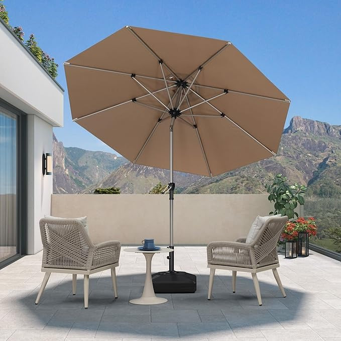 PURPLE LEAF Aluminium Parasol Waterdicht & 30° Kantelbaar, Tuin- en Terrasparasol met Middenpaal, Tafelparasol en Marktparasol voor Balkon en Tuin