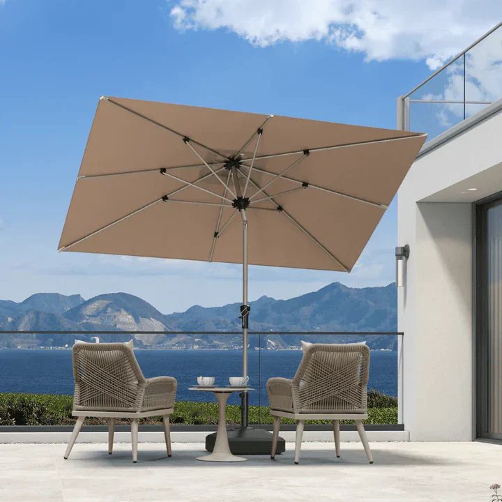 PURPLE LEAF Aluminium Parasol Waterdicht & 30° Kantelbaar, Tuin- en Terrasparasol met Middenpaal, Tafelparasol en Marktparasol voor Balkon en Tuin