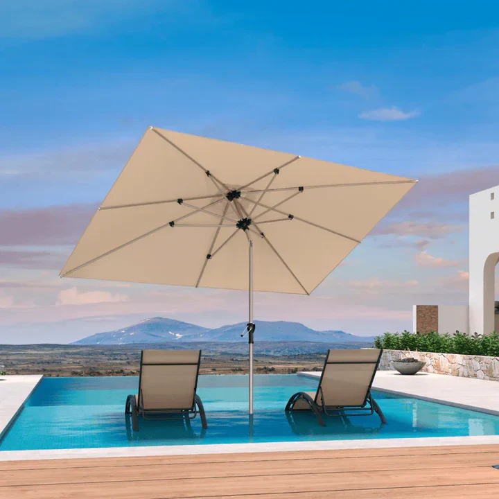 PURPLE LEAF Aluminium Parasol Waterdicht & 30° Kantelbaar, Tuin- en Terrasparasol met Middenpaal, Tafelparasol en Marktparasol voor Balkon en Tuin