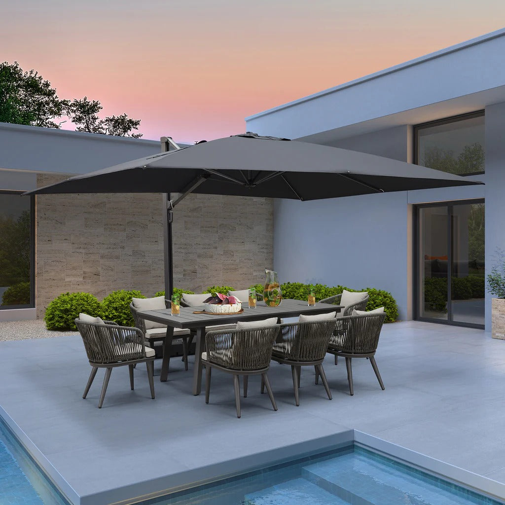 PURPLE LEAF Extra Grote Aluminium Zweefparasol – Extreem Windbestendig & UV-Werend – voor Terras, Café & Buitenleven