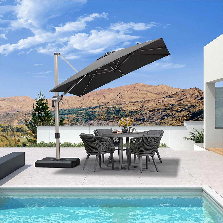 PURPLE LEAF Deluxe - Aluminium Rechthoekige Parasol voor Buiten, Stijlvol, Windbestendig en Verstelbaar