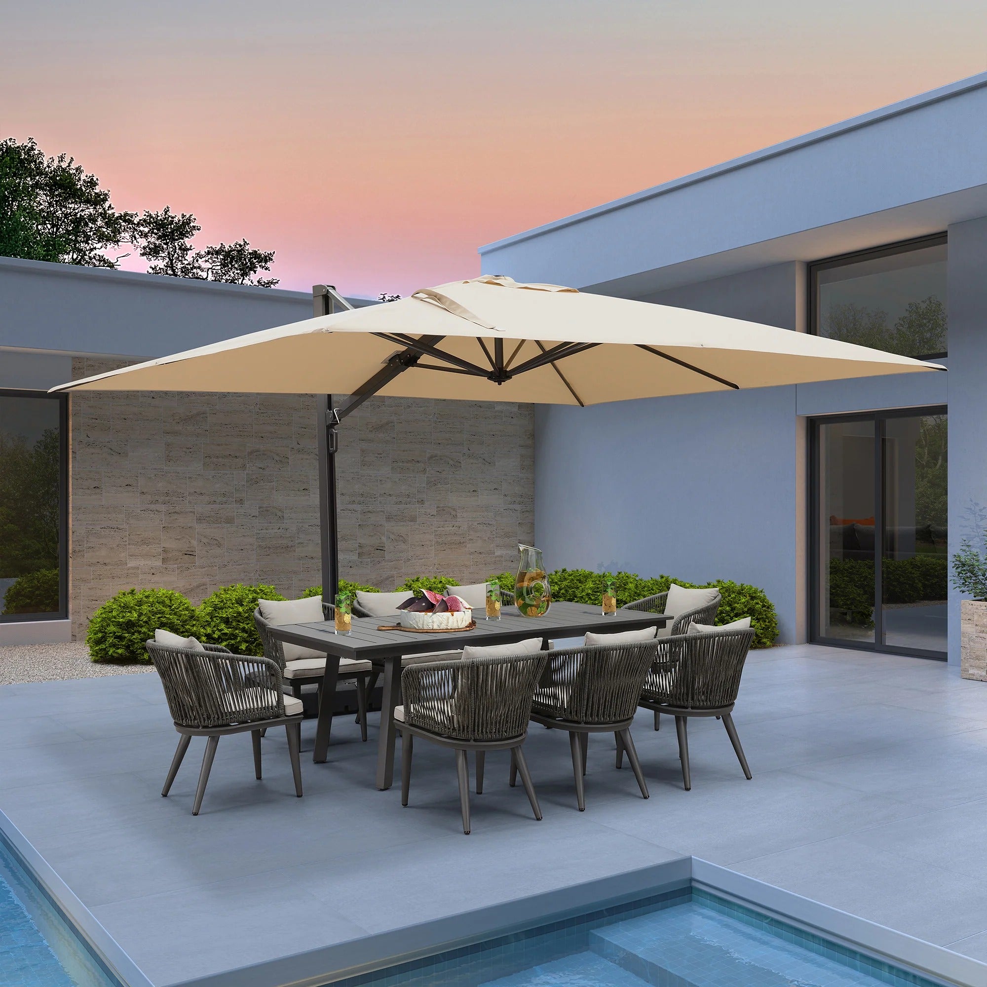 PURPLE LEAF Extra Grote Aluminium Zweefparasol – Extreem Windbestendig & UV-Werend – voor Terras, Café & Buitenleven