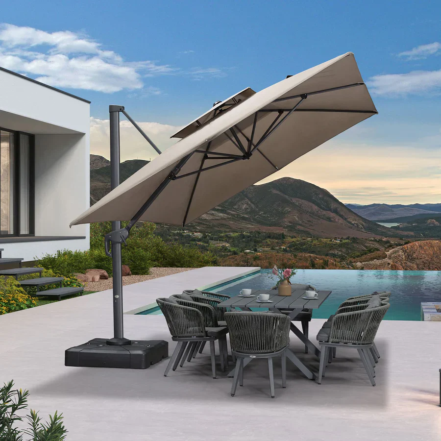 PURPLE LEAF Zweefparasol met Dubbel Dak UV50+ Kleurvast voor Tuin en Terras