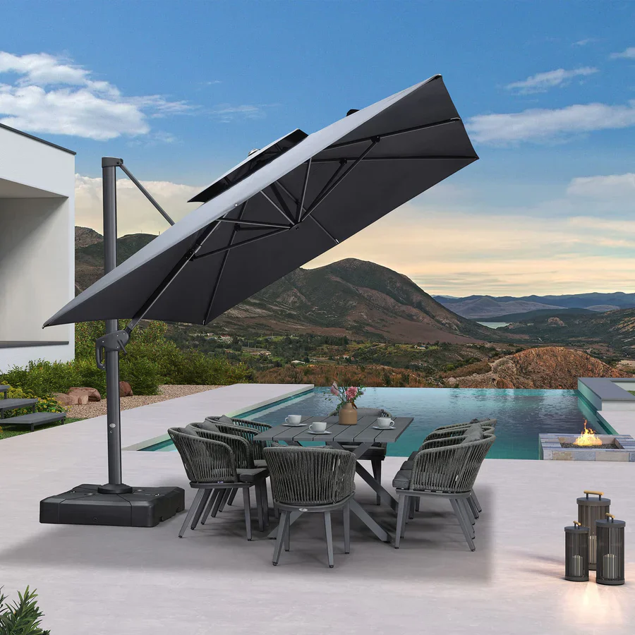 PURPLE LEAF Zweefparasol met Dubbel Dak UV50+ Kleurvast voor Tuin en Terras