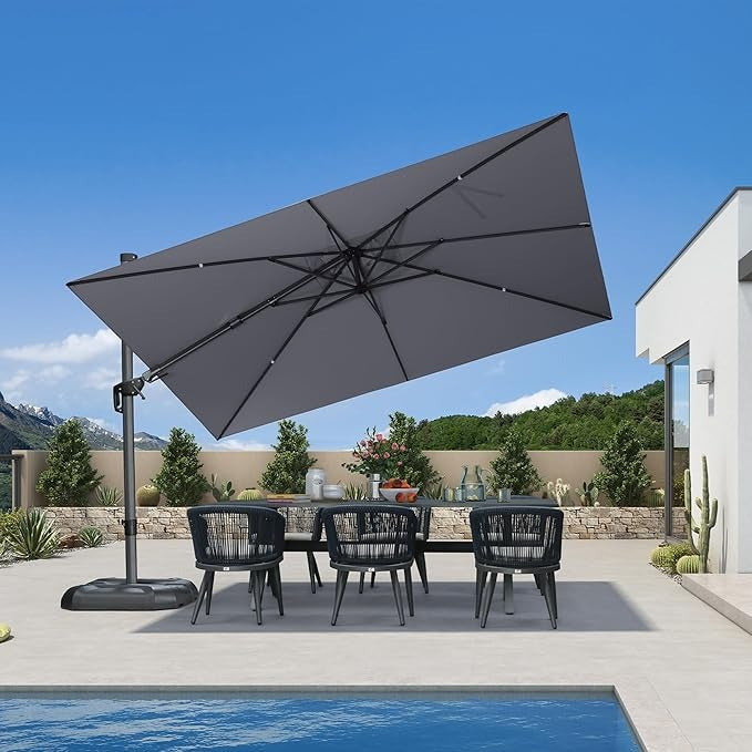 PURPLE LEAF Draaibare en Kantelbare Zweefparasol voor Tuin en Terras