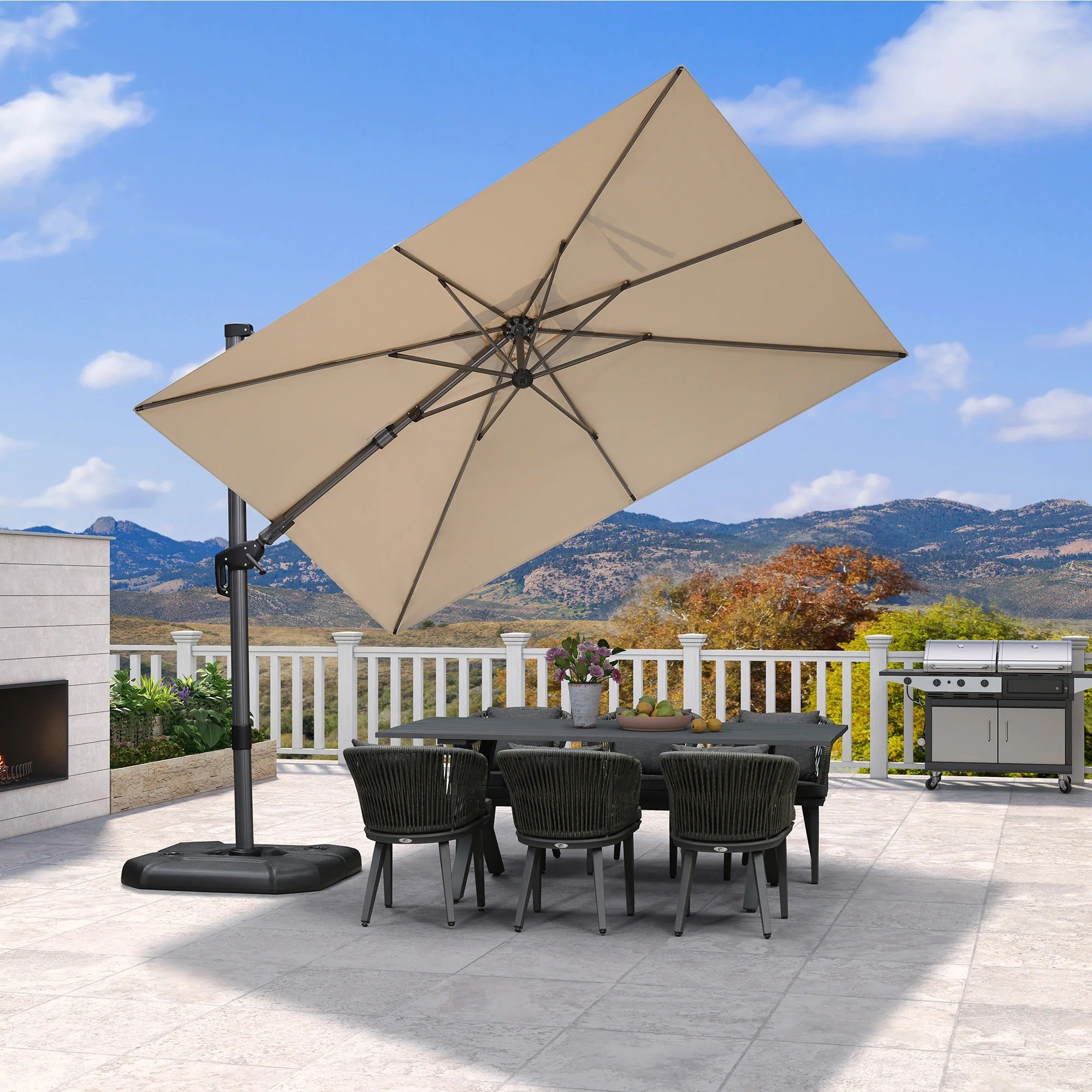 PURPLE LEAF Draaibare en Kantelbare Zweefparasol voor Tuin en Terras