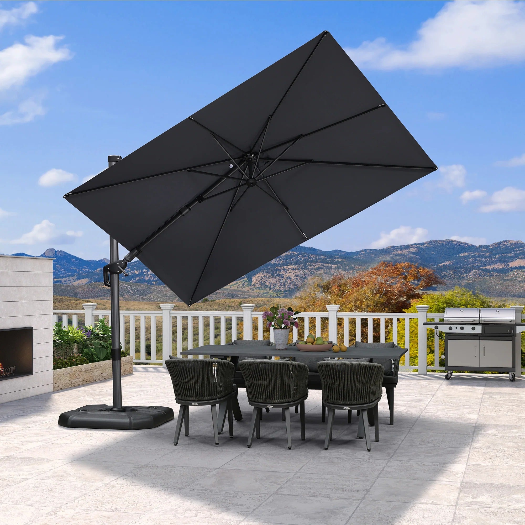 PURPLE LEAF Draaibare en Kantelbare Zweefparasol voor Tuin en Terras