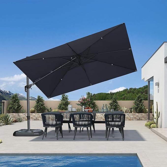 PURPLE LEAF Draaibare en Kantelbare Zweefparasol voor Tuin en Terras