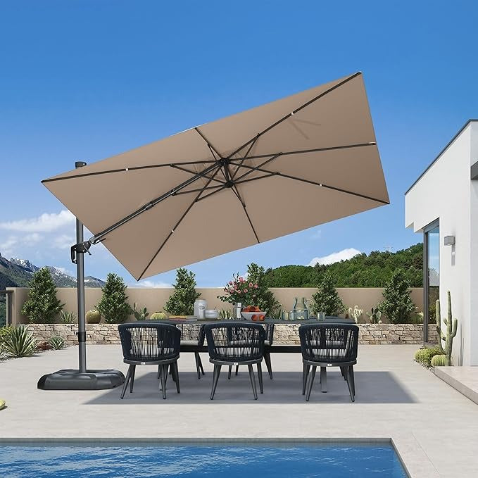PURPLE LEAF Draaibare en Kantelbare Zweefparasol voor Tuin en Terras