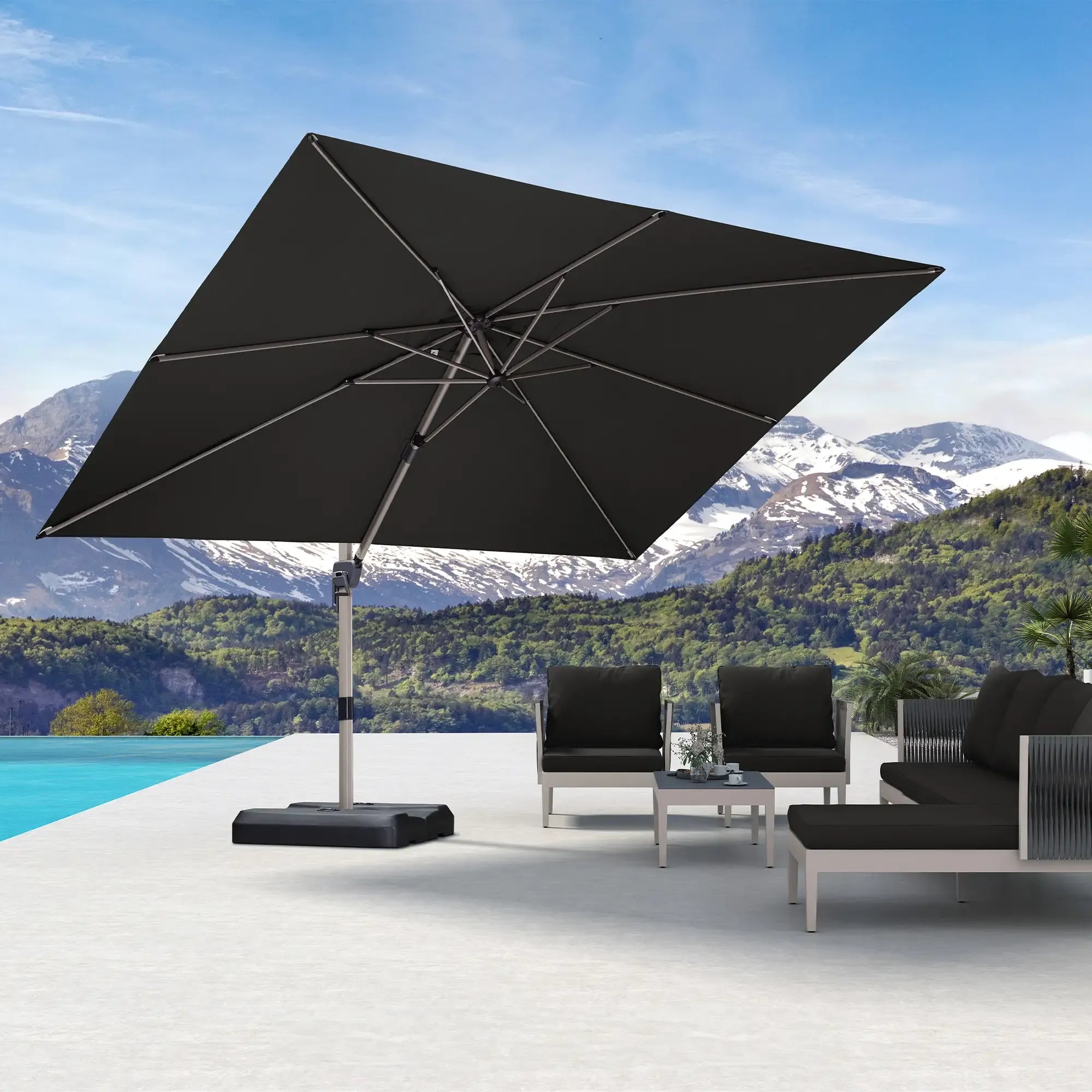 PURPLE LEAF Deluxe - Aluminium Rechthoekige Parasol voor Buiten, Stijlvol, Windbestendig en Verstelbaar