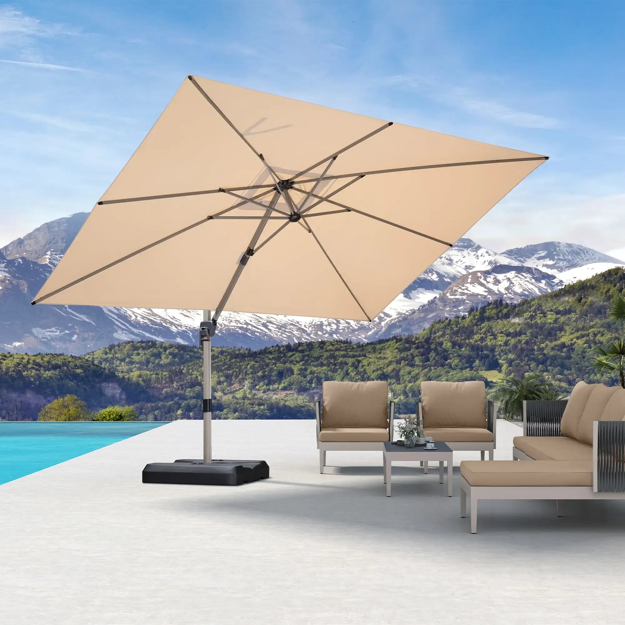 PURPLE LEAF Deluxe - Aluminium Rechthoekige Parasol voor Buiten, Stijlvol, Windbestendig en Verstelbaar