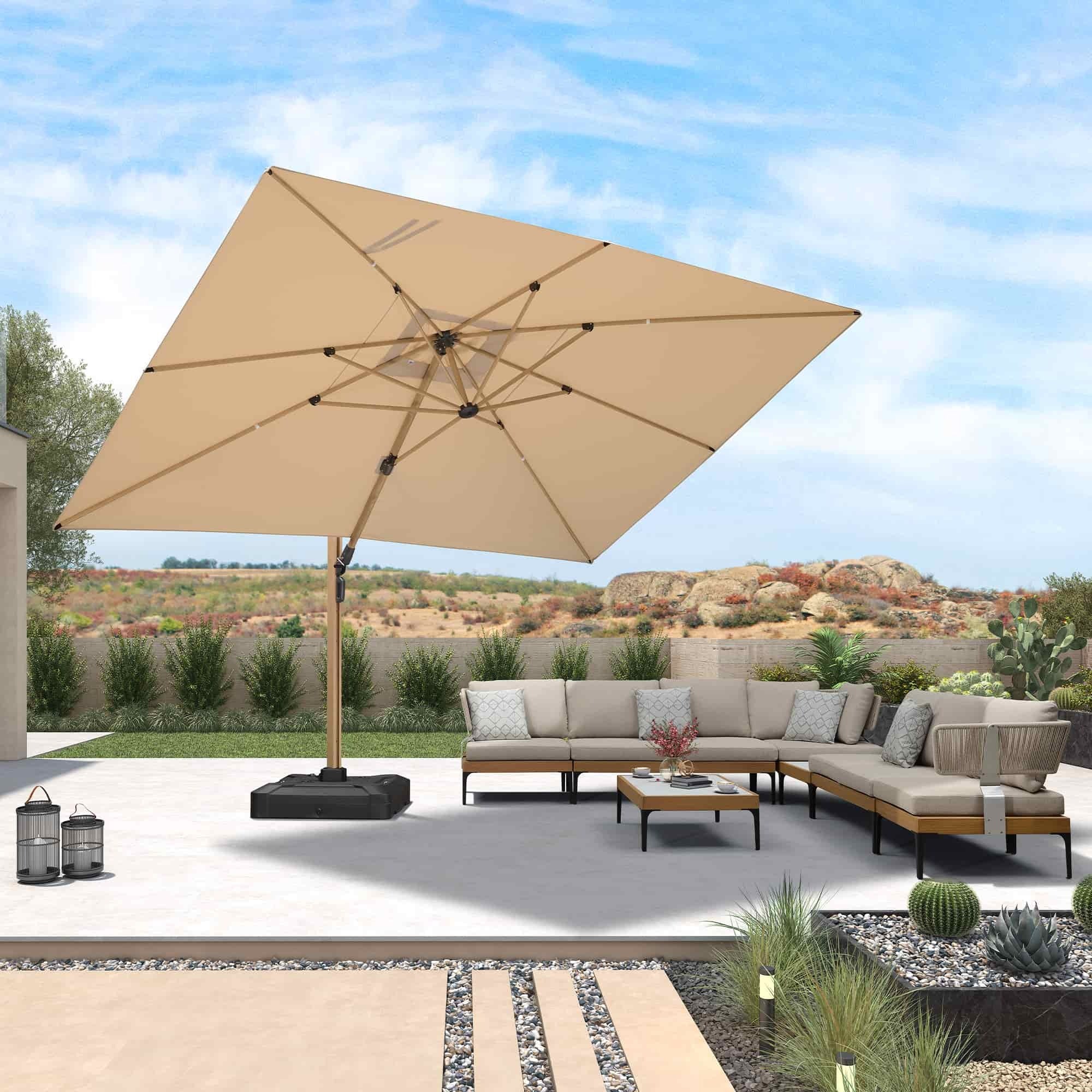PURPLE LEAF Houtlook Zweefparasol van Aluminium voor Tuin en Terras