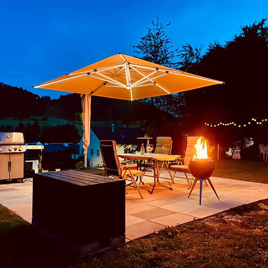 PURPLE LEAF Dubbele Top 300x300 / 330x330 cm Vierkant Outdoor  Terrasparasol Met Verlichting