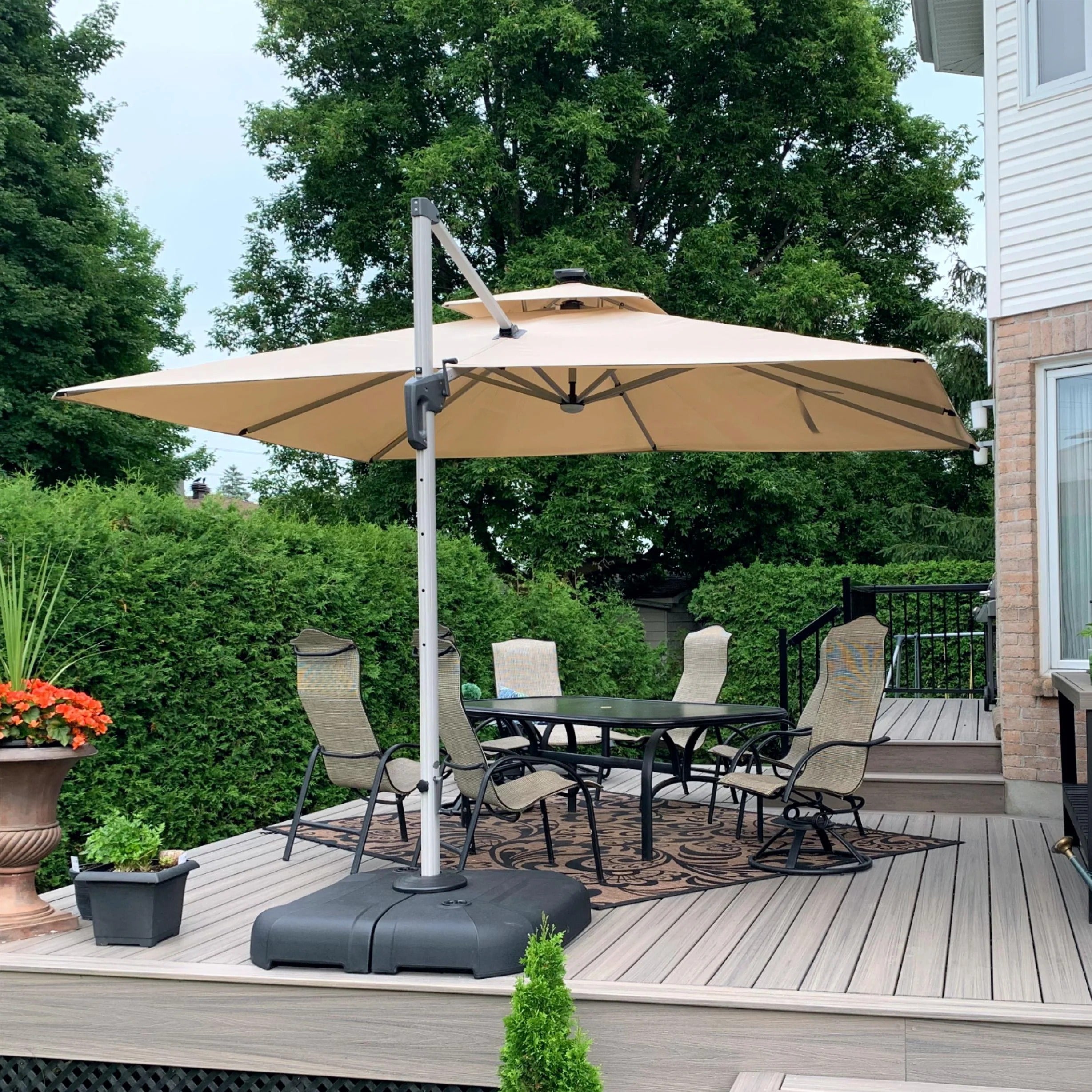 PURPLE LEAF Dubbele Top 300x300 / 330x330 cm Vierkant Outdoor  Terrasparasol Met Verlichting