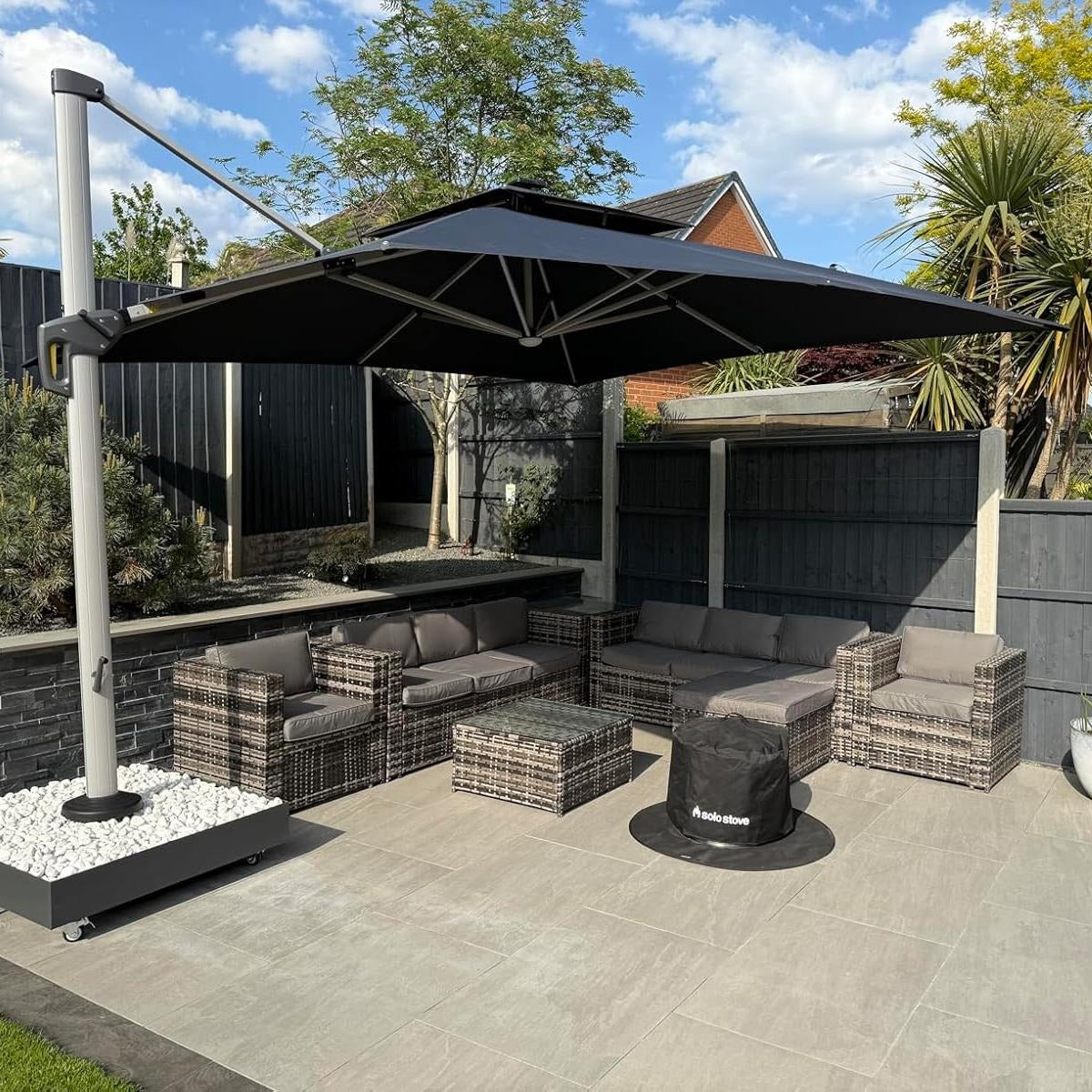 PURPLE LEAF Dubbele Top 300x300 / 330x330 cm Vierkant Outdoor  Terrasparasol Met Verlichting