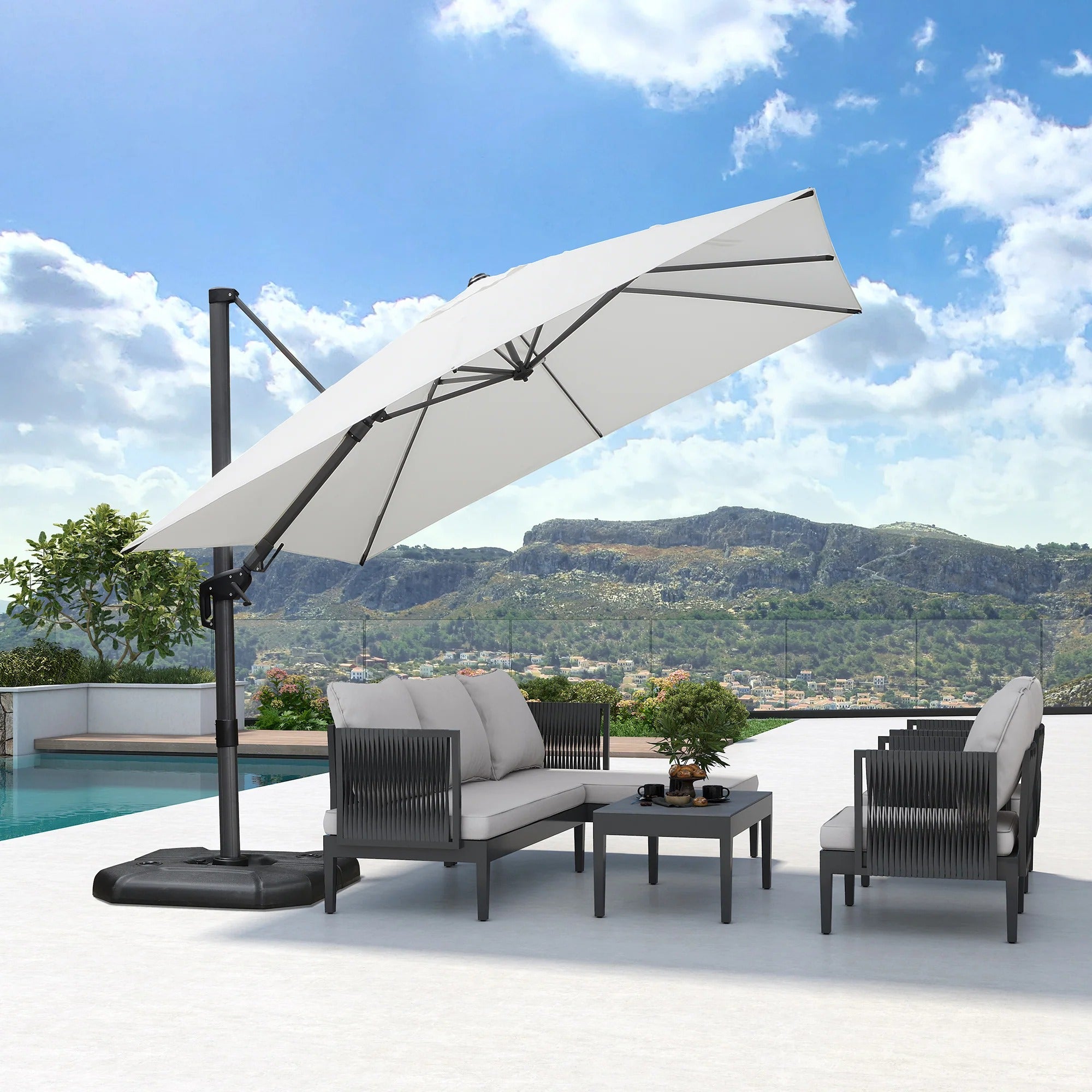 PURPLE LEAF Draaibare en Kantelbare Zweefparasol voor Tuin en Terras