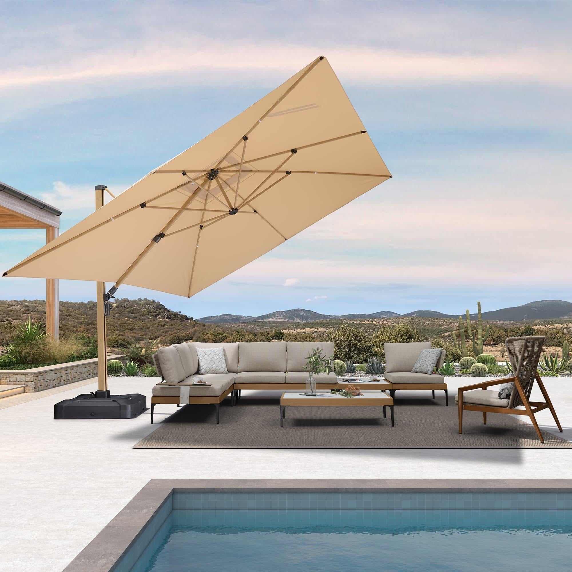 PURPLE LEAF Houtlook Zweefparasol van Aluminium voor Tuin en Terras