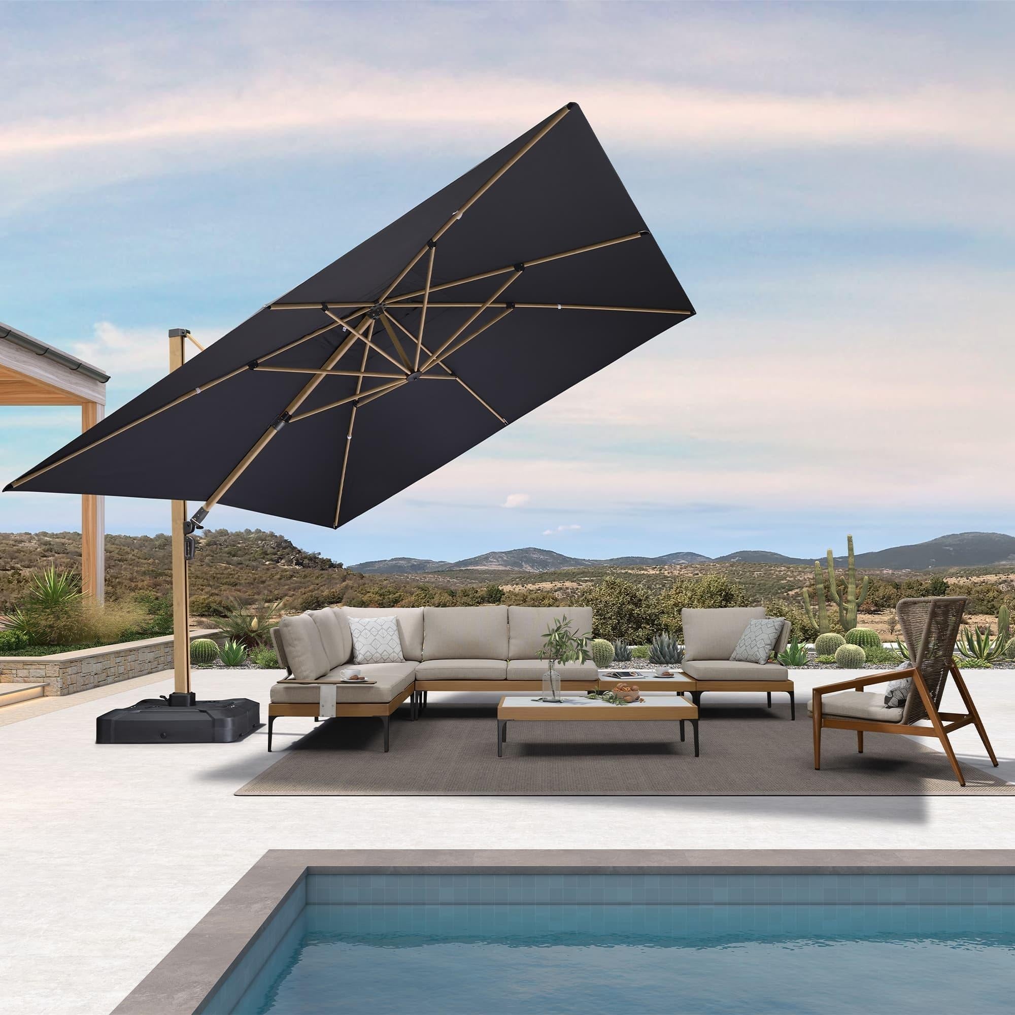 PURPLE LEAF Houtlook Zweefparasol van Aluminium voor Tuin en Terras