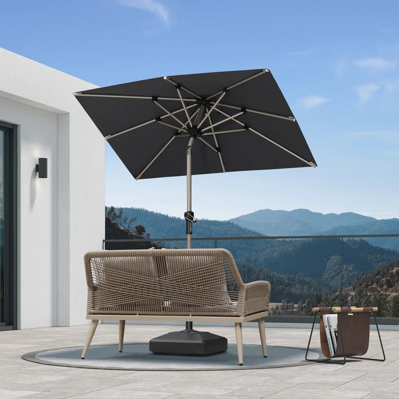 PURPLE LEAF Aluminium Parasol Waterdicht & 30° Kantelbaar, Tuin- en Terrasparasol met Middenpaal, Tafelparasol en Marktparasol voor Balkon en Tuin