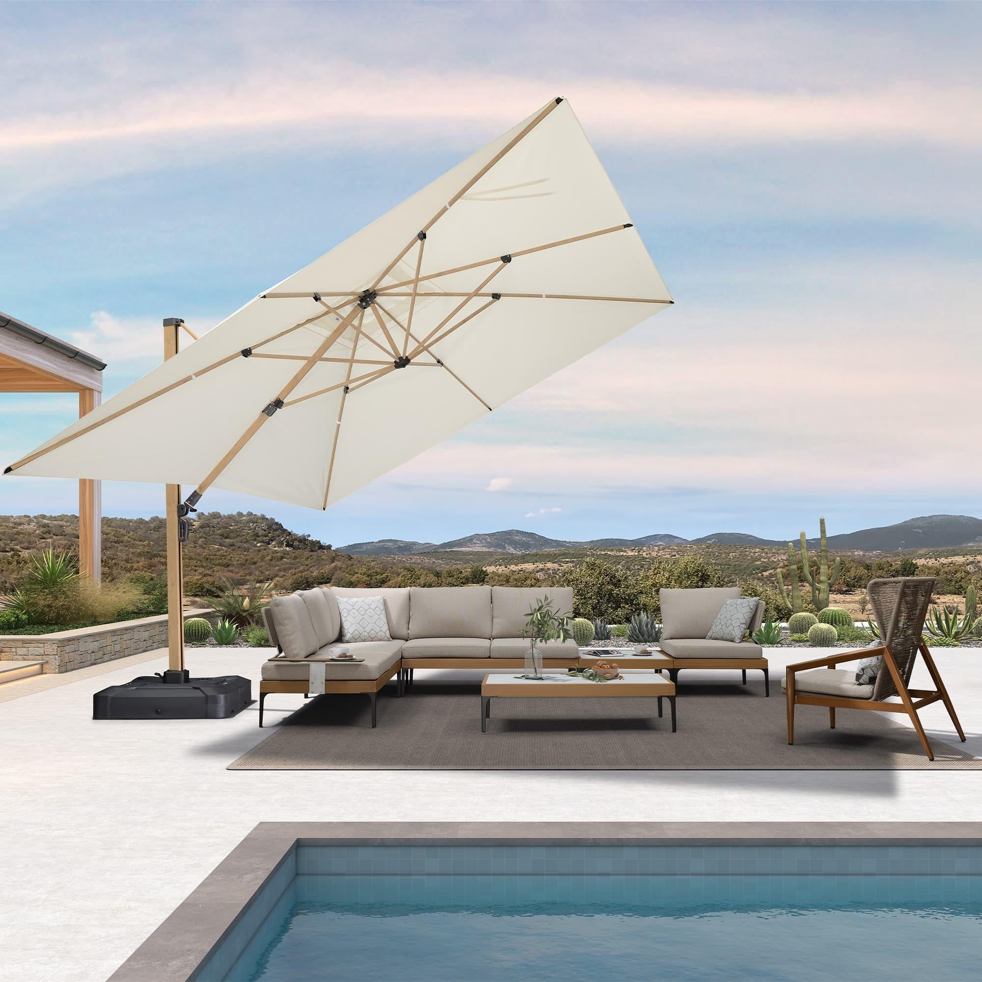 PURPLE LEAF Houtlook Zweefparasol van Aluminium voor Tuin en Terras