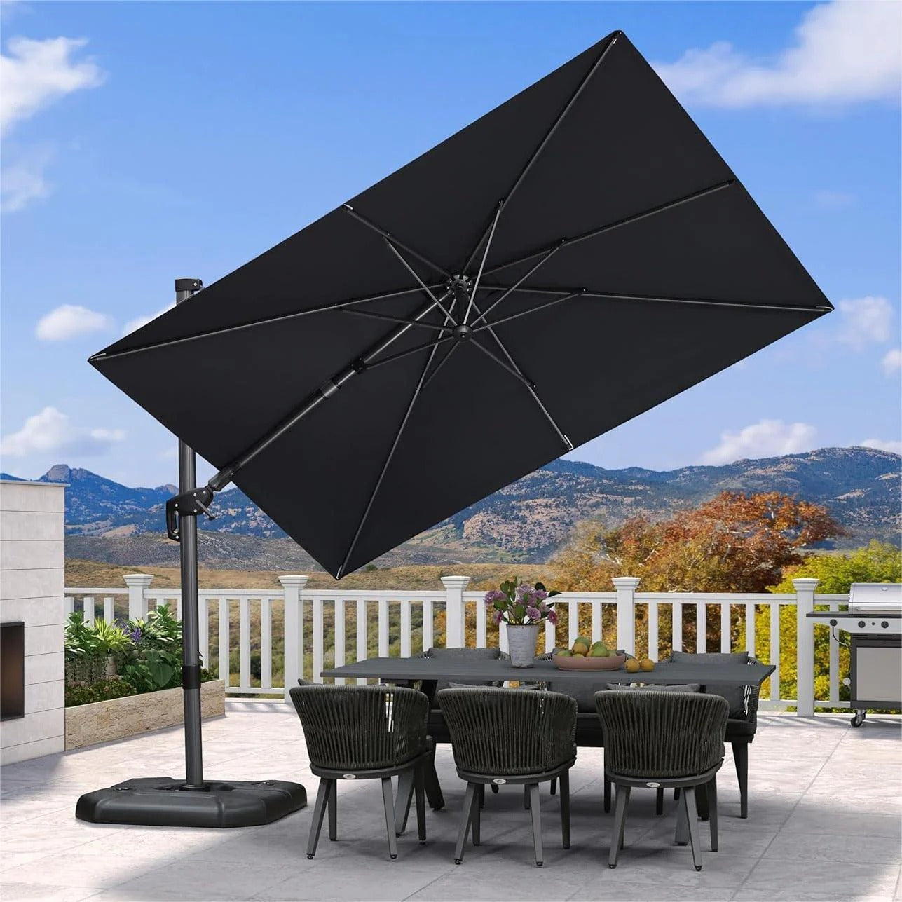 PURPLE LEAF Draaibare en Kantelbare Zweefparasol voor Tuin en Terras