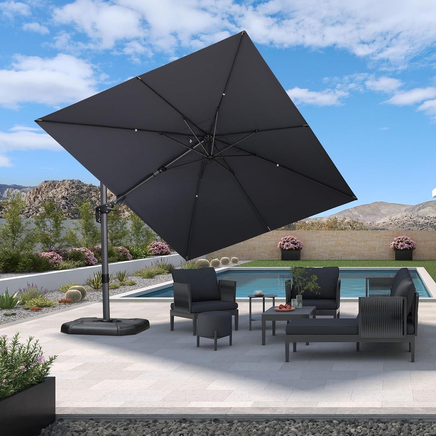 PURPLE LEAF Draaibare en Kantelbare Zweefparasol voor Tuin en Terras