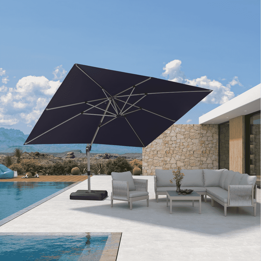 PURPLE LEAF Deluxe - Aluminium Rechthoekige Parasol voor Buiten, Stijlvol, Windbestendig en Verstelbaar