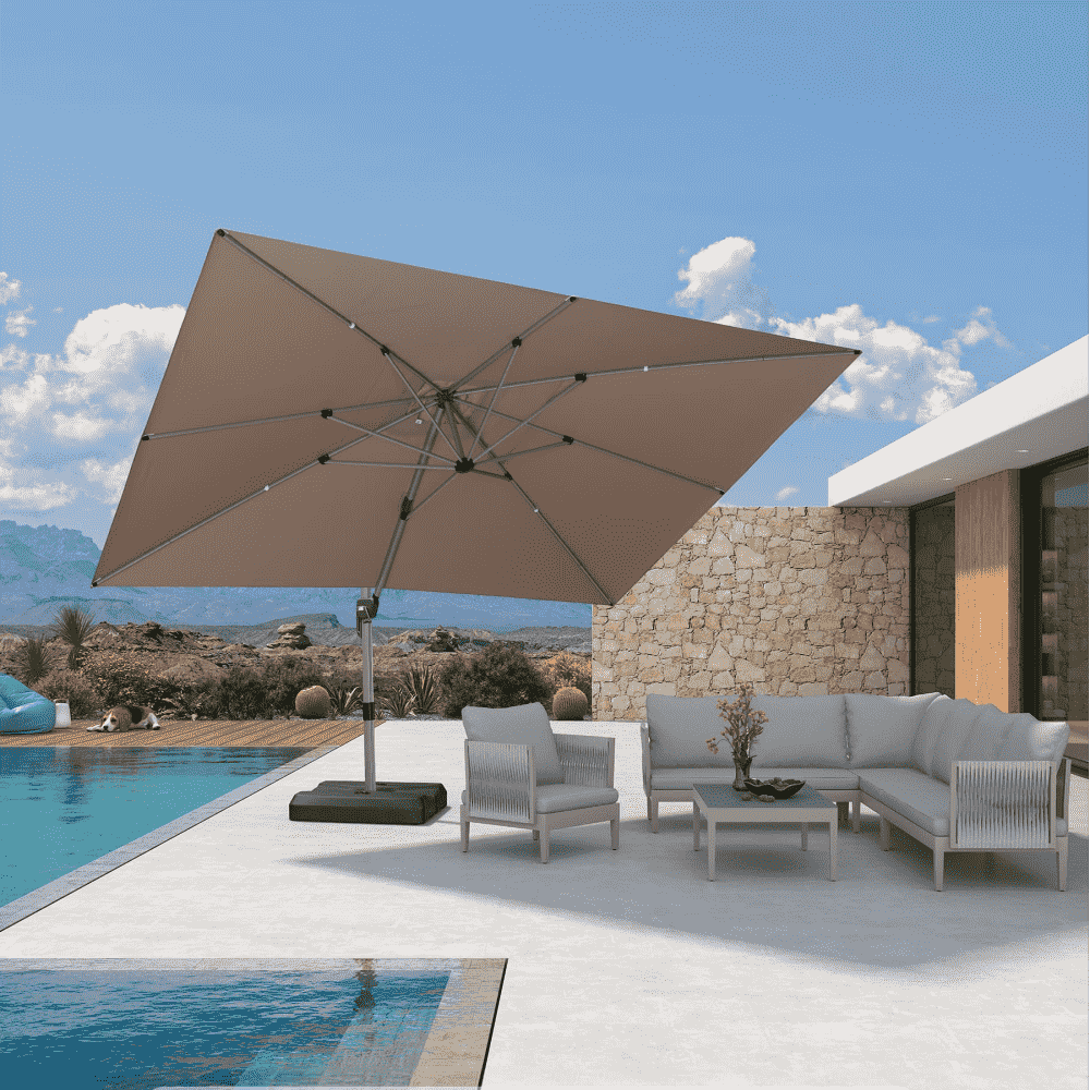 PURPLE LEAF Deluxe - Aluminium Rechthoekige Parasol voor Buiten, Stijlvol, Windbestendig en Verstelbaar